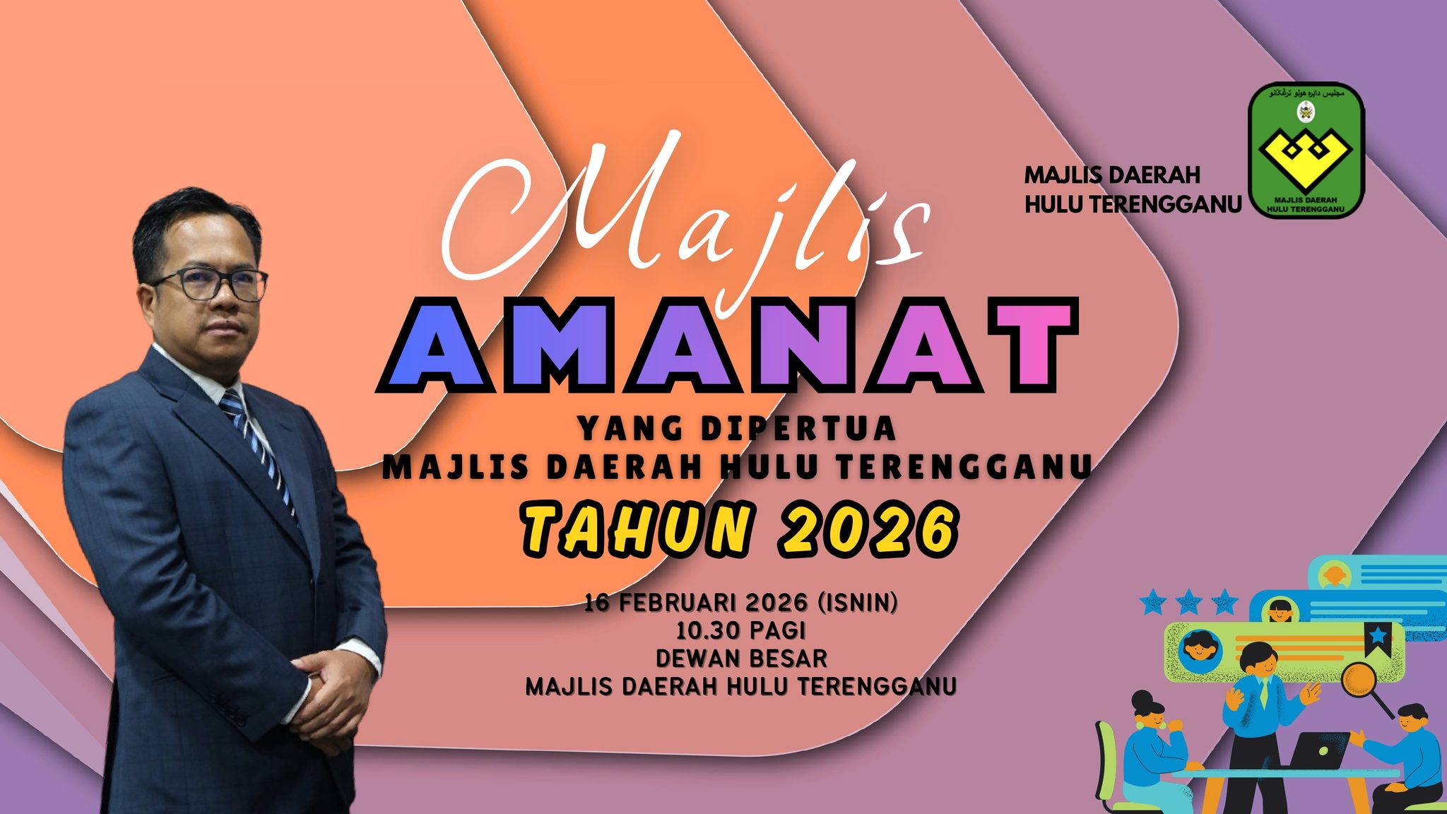 MAJLIS AMANAT BULANAN YANG DIPERTUA MAJLIS DAERAH HULU TERENGGANU DAN AGIHAN SUMBANGAN BAKUL RAMADAN TAHUN 2026 KEPADA KAKITANGAN MAJLIS DAERAH HULU TERENGGANU