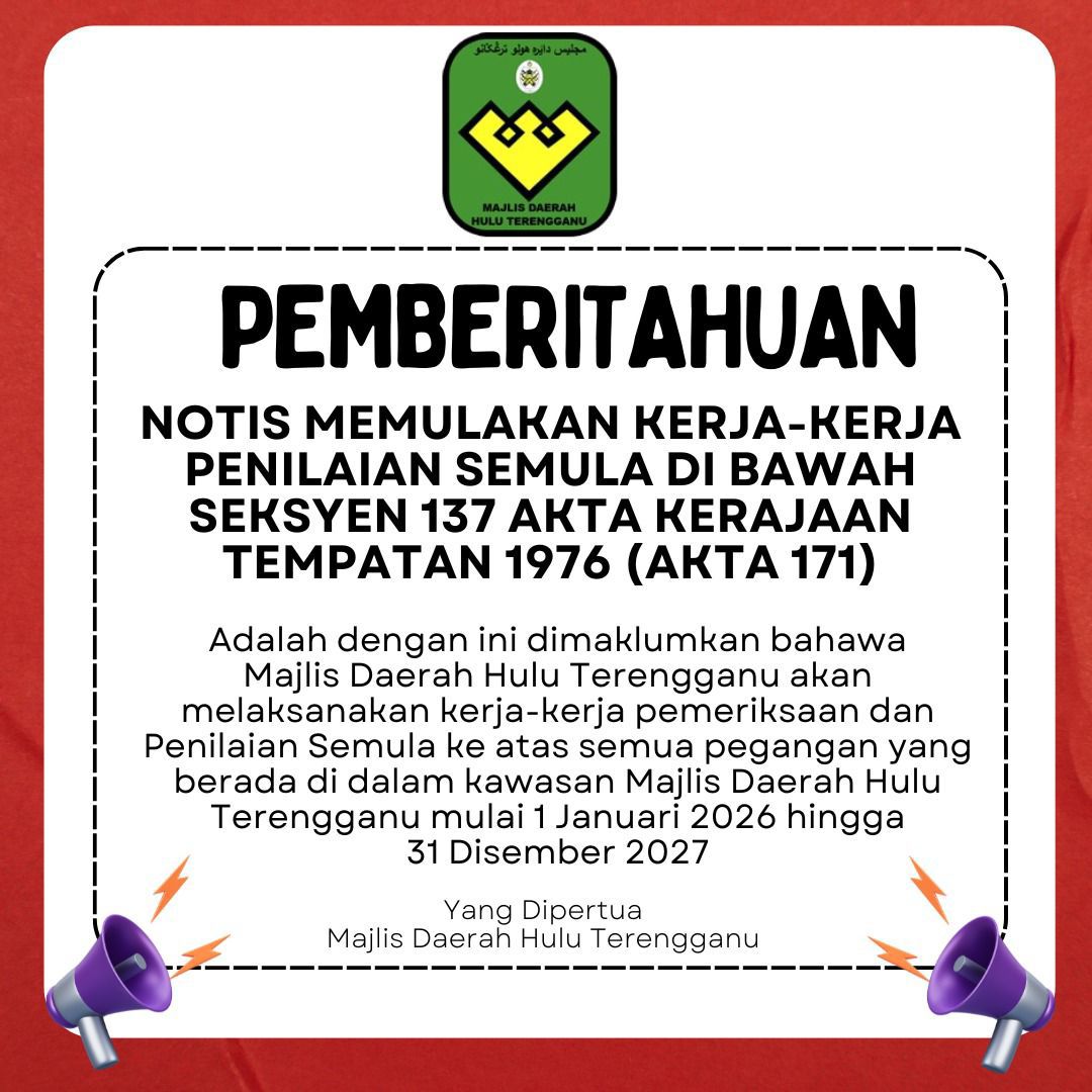 Notis Penilaian Semula Pegangan MDHT